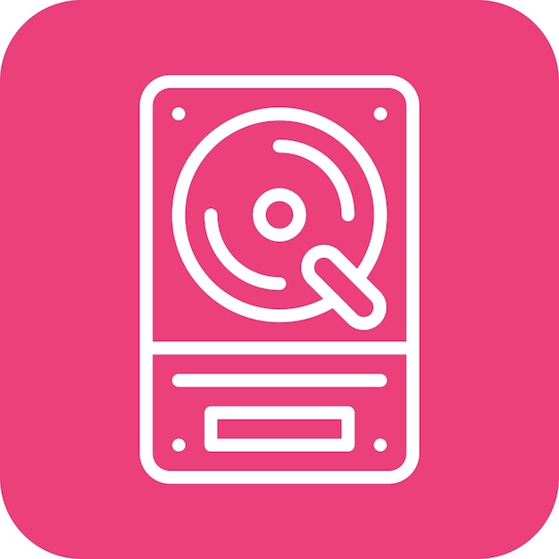 Ilustración del icono vectorial del disco duro del conjunto de iconos de computadora y hardware