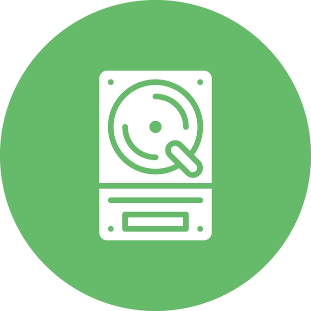 Ilustración del icono vectorial del disco duro del conjunto de iconos de computadora y hardware
