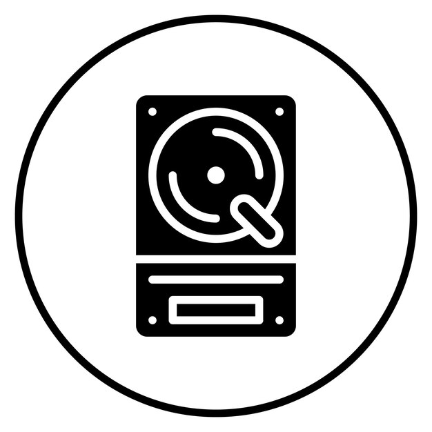Ilustración del icono vectorial del disco duro del conjunto de iconos de computadora y hardware