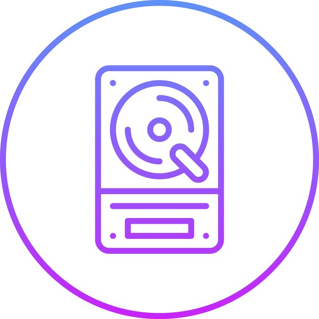 Ilustración del icono vectorial del disco duro del conjunto de iconos de computadora y hardware