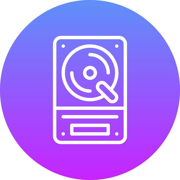 Ilustración del icono vectorial del disco duro del conjunto de iconos de computadora y hardware