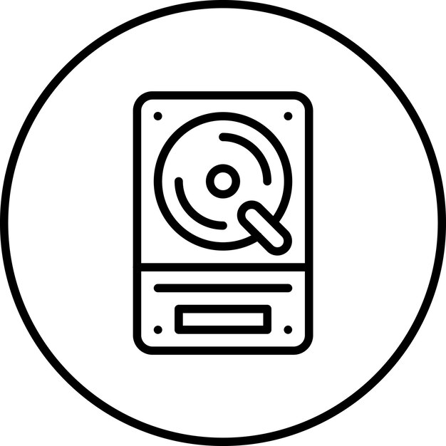 Ilustración del icono vectorial del disco duro del conjunto de iconos de computadora y hardware