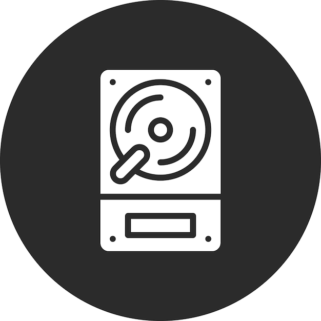 Ilustración del icono vectorial del disco duro del conjunto de iconos de papelería de Office