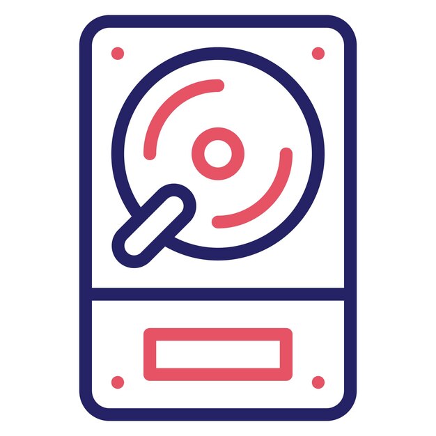 Ilustración del icono vectorial del disco duro del conjunto de iconos de papelería de Office