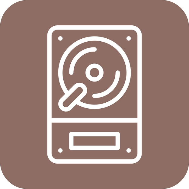 Ilustración del icono vectorial del disco duro del conjunto de iconos de papelería de Office