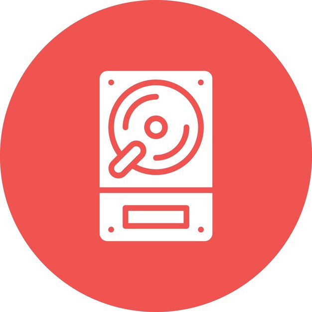 Ilustración del icono vectorial del disco duro del conjunto de iconos de papelería de Office
