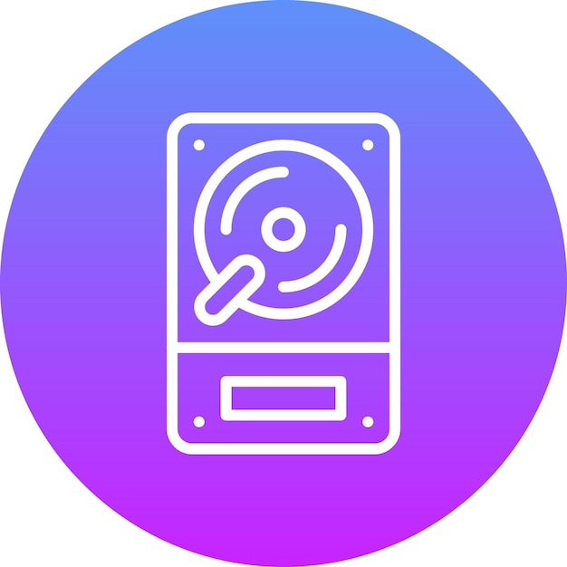 Ilustración del icono vectorial del disco duro del conjunto de iconos de papelería de Office