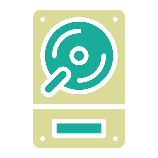 Ilustración del icono vectorial del disco duro del conjunto de iconos de papelería de Office