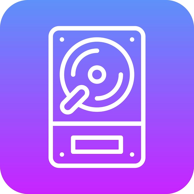 Ilustración del icono vectorial del disco duro del conjunto de iconos de papelería de Office