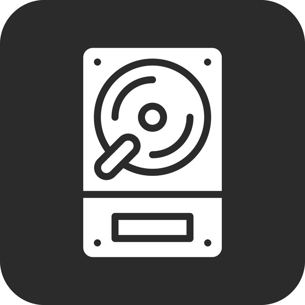 Ilustración del icono vectorial del disco duro del conjunto de iconos de papelería de Office