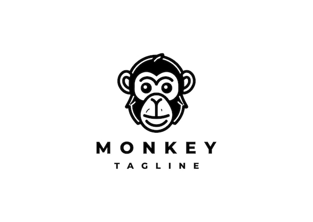 Ilustración del icono vectorial del diseño del logotipo de la cabeza de mono