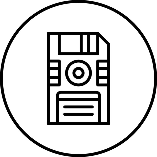 Ilustración del icono vectorial de disquete del conjunto de iconos de computadora y hardware