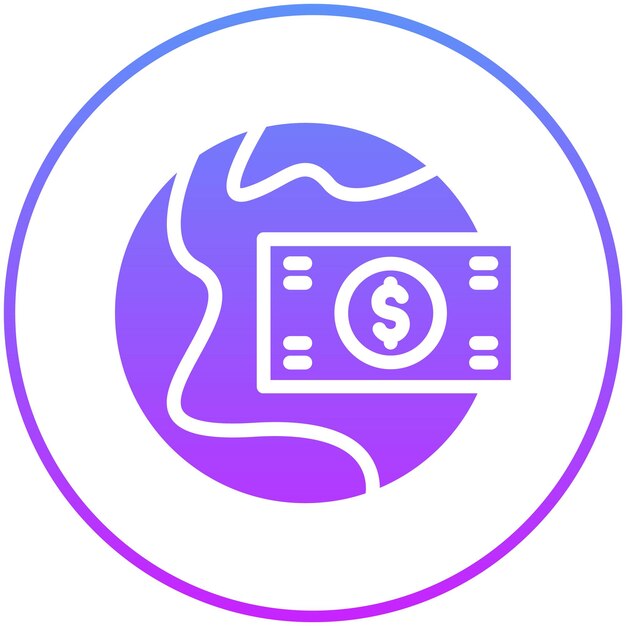 Ilustración del icono vectorial de divisas globales del conjunto de iconos de negocios y oficinas