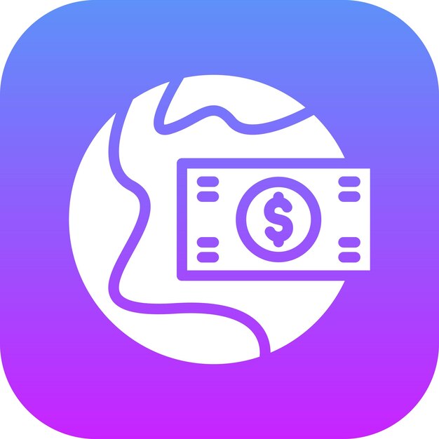 Ilustración del icono vectorial de divisas globales del conjunto de iconos de negocios y oficinas