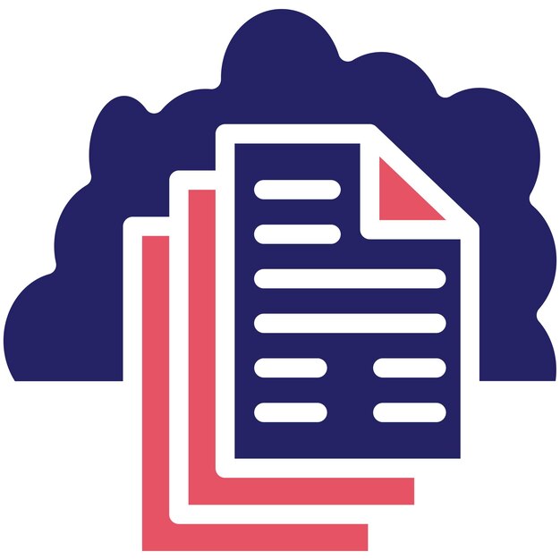 Ilustración del icono vectorial del documento en la nube del conjunto de iconos de Cloud Computing