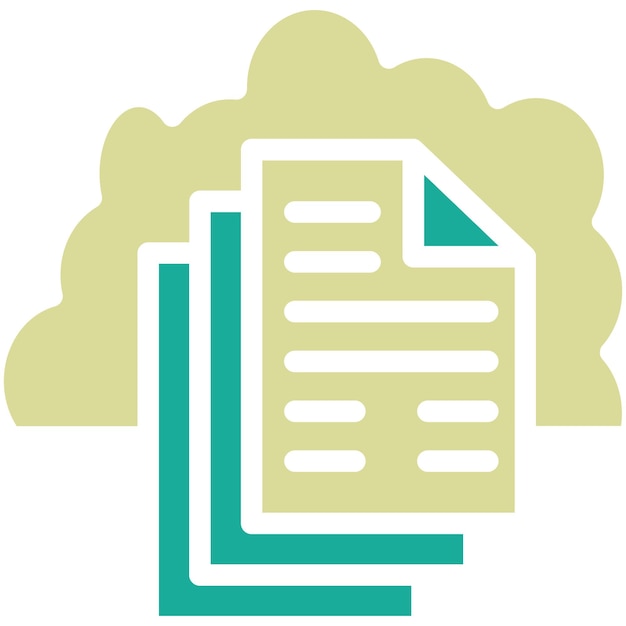 Ilustración del icono vectorial del documento en la nube del conjunto de iconos de Cloud Computing