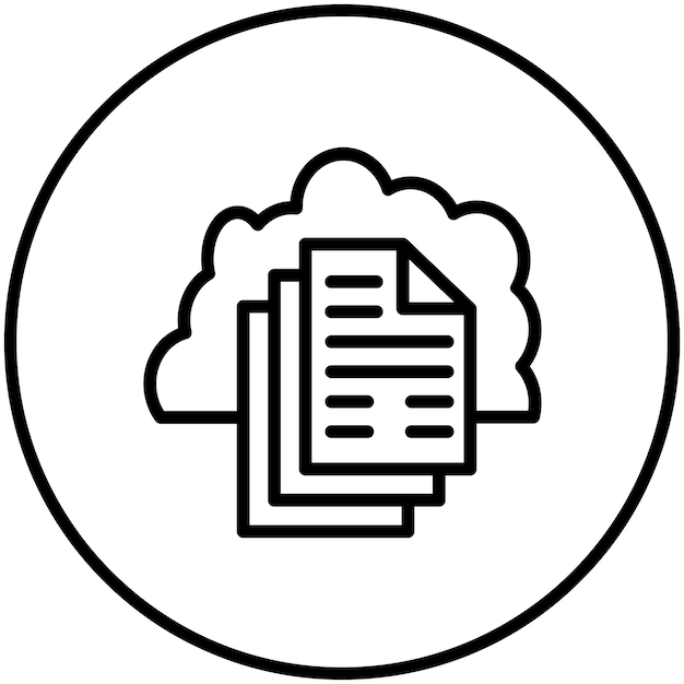 Ilustración del icono vectorial del documento en la nube del conjunto de iconos de Cloud Computing