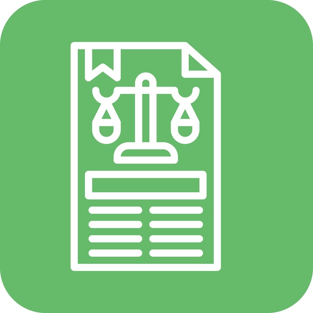 Ilustración del icono vectorial de documentos legales del conjunto de iconos de Crimen y Ley