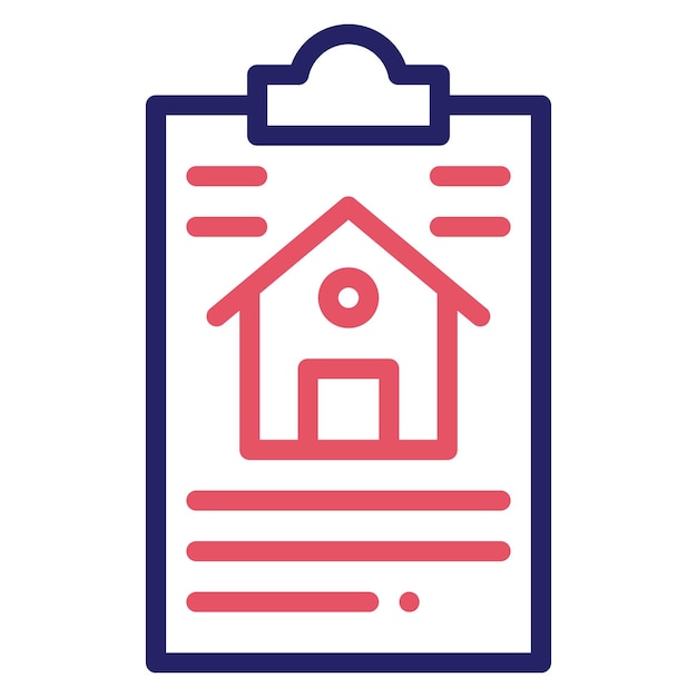 Ilustración del icono vectorial de los documentos de propiedad del conjunto de iconos de bienes raíces