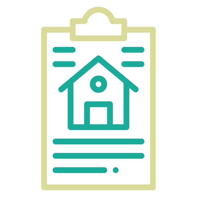 Ilustración del icono vectorial de los documentos de propiedad del conjunto de iconos de bienes raíces