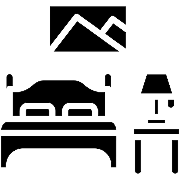Ilustración del icono vectorial del dormitorio del conjunto de iconos de mejoras para el hogar