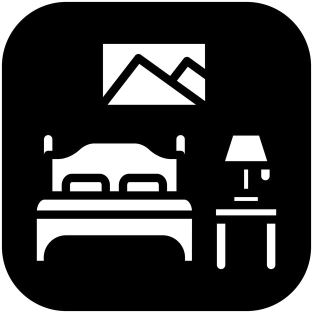 Ilustración del icono vectorial del dormitorio del conjunto de iconos de mejoras para el hogar