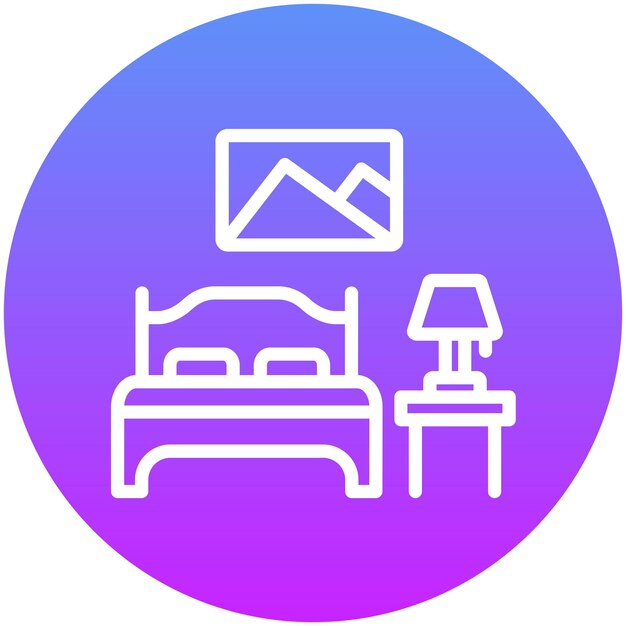 Ilustración del icono vectorial del dormitorio del conjunto de iconos de mejoras para el hogar