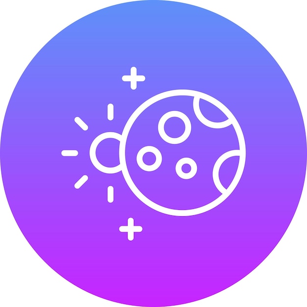 Ilustración del icono vectorial del eclipse lunar del conjunto de iconos de tecnología espacial