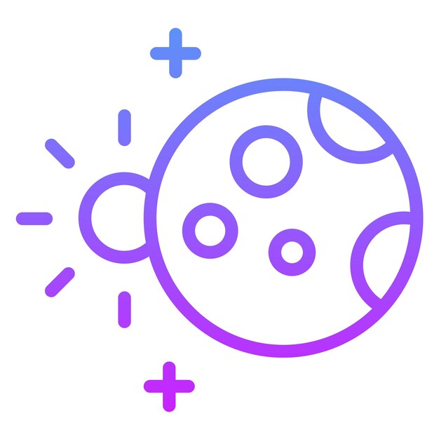 Ilustración del icono vectorial del eclipse lunar del conjunto de iconos de tecnología espacial
