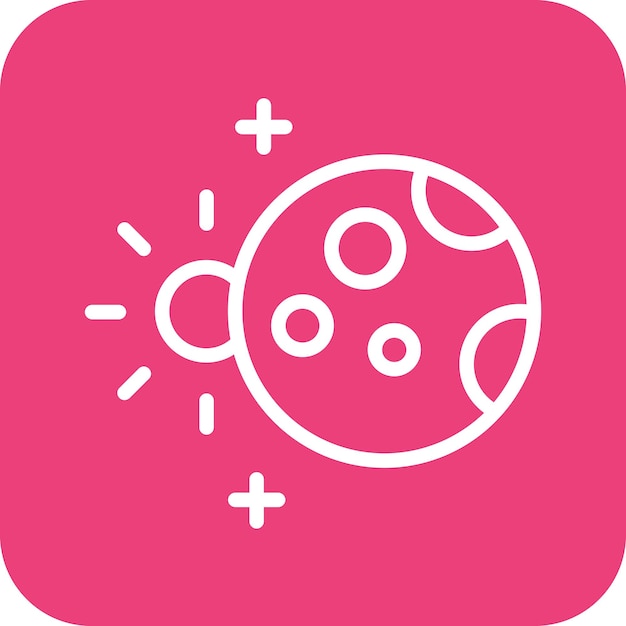 Ilustración del icono vectorial del eclipse lunar del conjunto de iconos de tecnología espacial