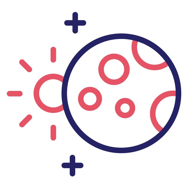 Ilustración del icono vectorial del eclipse lunar del conjunto de iconos de tecnología espacial