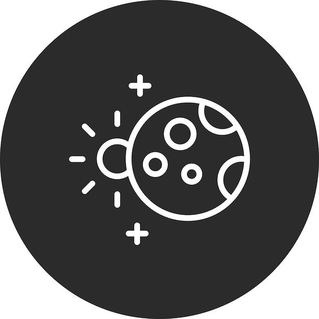 Ilustración del icono vectorial del eclipse lunar del conjunto de iconos de tecnología espacial