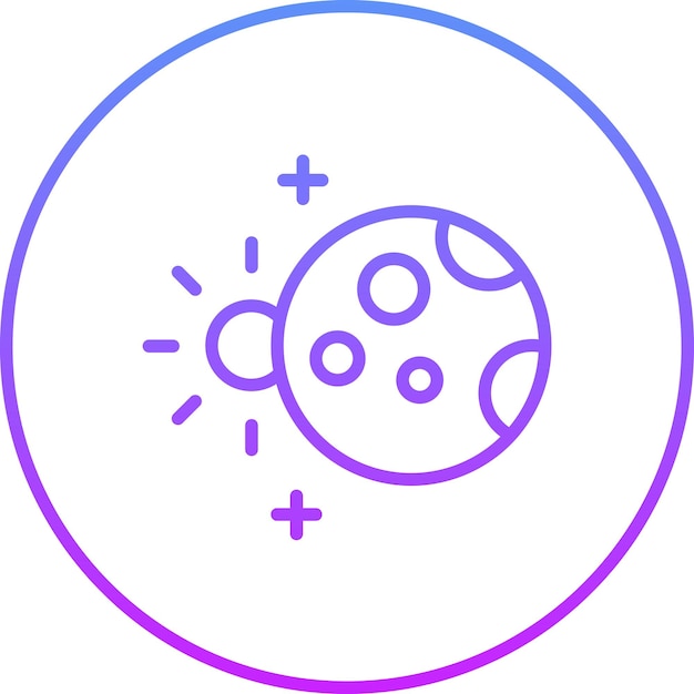 Ilustración del icono vectorial del eclipse lunar del conjunto de iconos de tecnología espacial