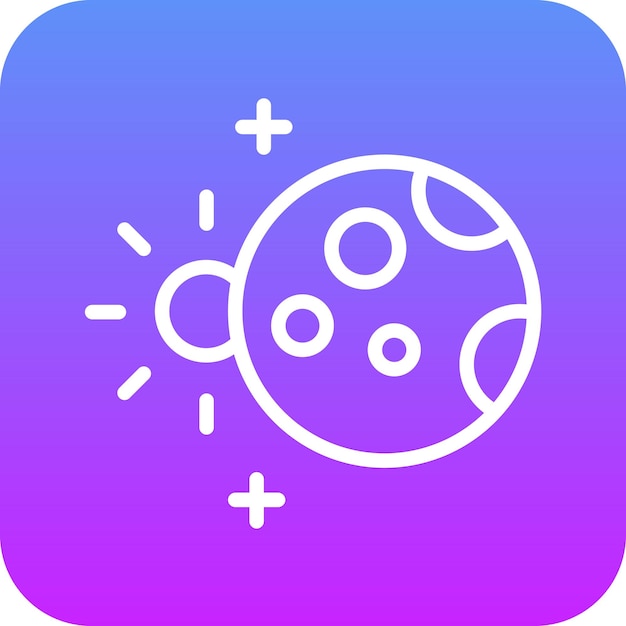 Ilustración del icono vectorial del eclipse lunar del conjunto de iconos de tecnología espacial
