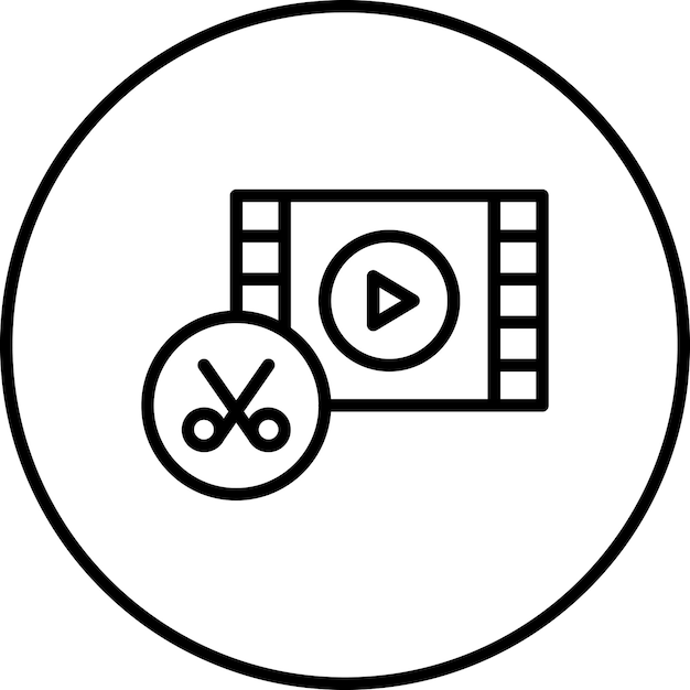 Ilustración del icono vectorial de edición de películas del conjunto de iconos de cine