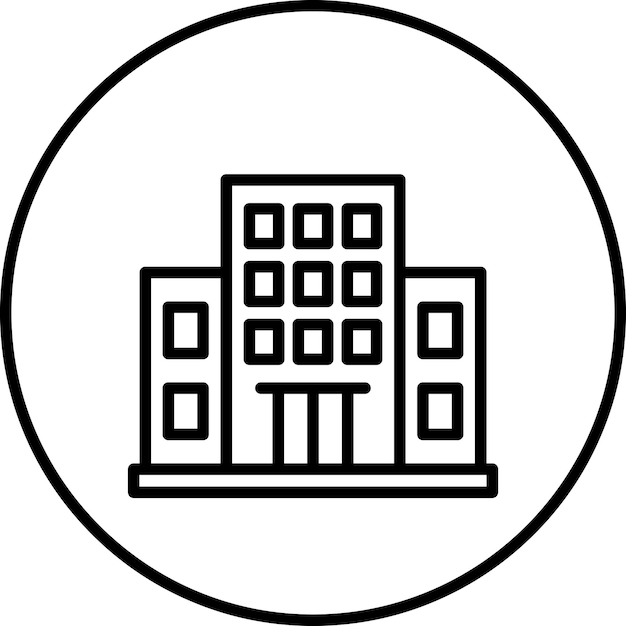 Ilustración del icono vectorial del edificio del conjunto de iconos de bienes raíces