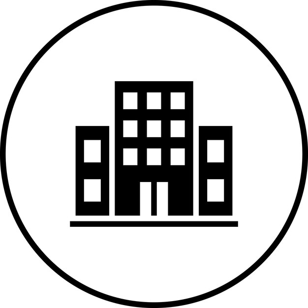 Ilustración del icono vectorial del edificio del conjunto de iconos de bienes raíces