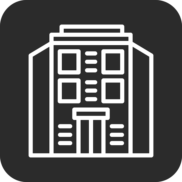 Ilustración del icono vectorial del edificio del hotel del conjunto de iconos de los servicios hoteleros
