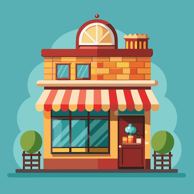 Ilustración del icono vectorial del edificio de una panadería elegante