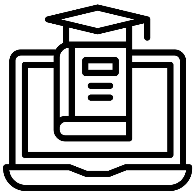 Ilustración del icono vectorial de la educación en línea del conjunto de iconos de la enseñanza en línea