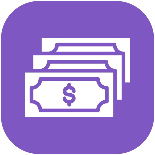 Ilustración del icono vectorial de efectivo del conjunto de iconos de compras y comercio electrónico