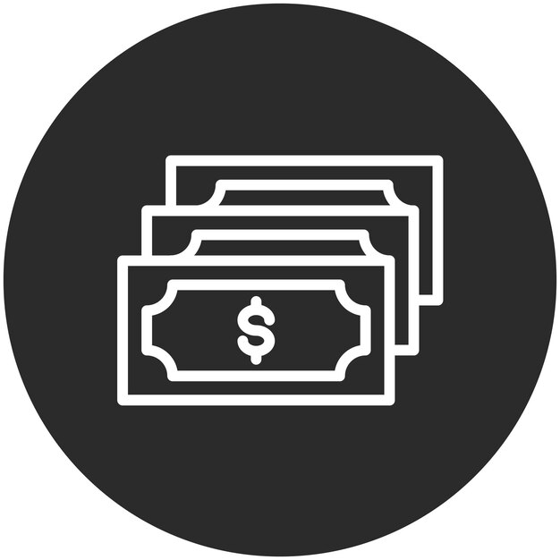 Ilustración del icono vectorial de efectivo del conjunto de iconos de compras y comercio electrónico