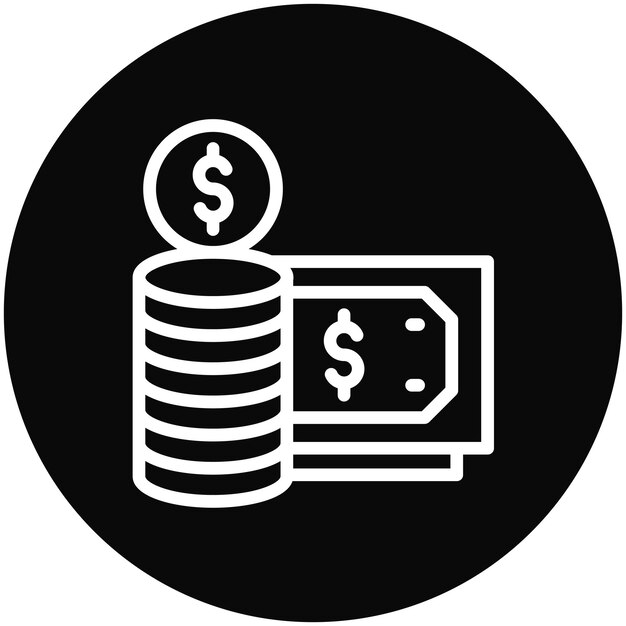 Ilustración del icono vectorial de efectivo del conjunto de iconos de la economía empresarial