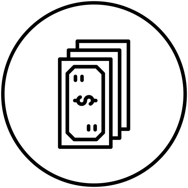 Ilustración del icono vectorial de efectivo del conjunto de iconos de Finanzas y Dinero