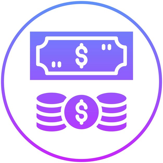 Ilustración del icono vectorial de efectivo y monedas del conjunto de iconos de marketing web