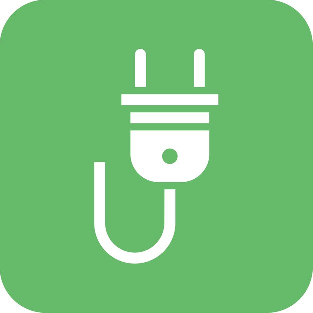 Ilustración del icono vectorial del enchufe de alimentación del conjunto de iconos de computadora y hardware