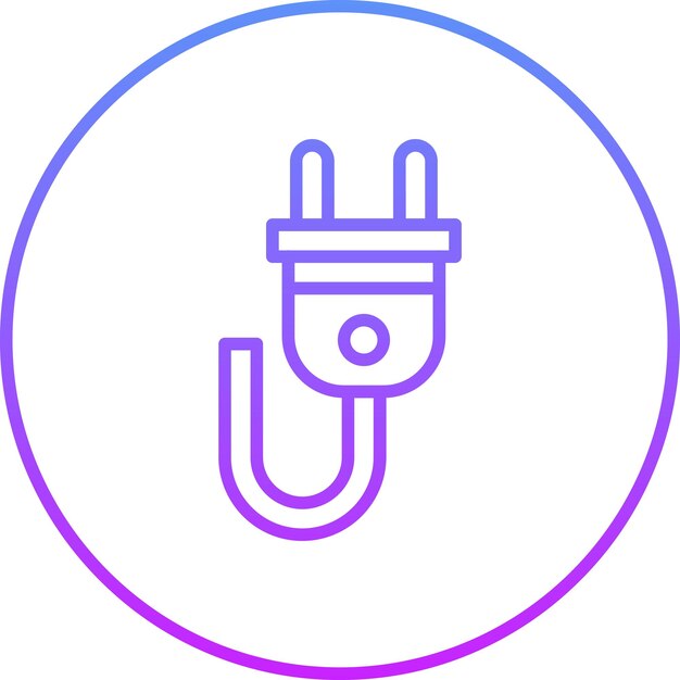 Ilustración del icono vectorial del enchufe de alimentación del conjunto de iconos de computadora y hardware
