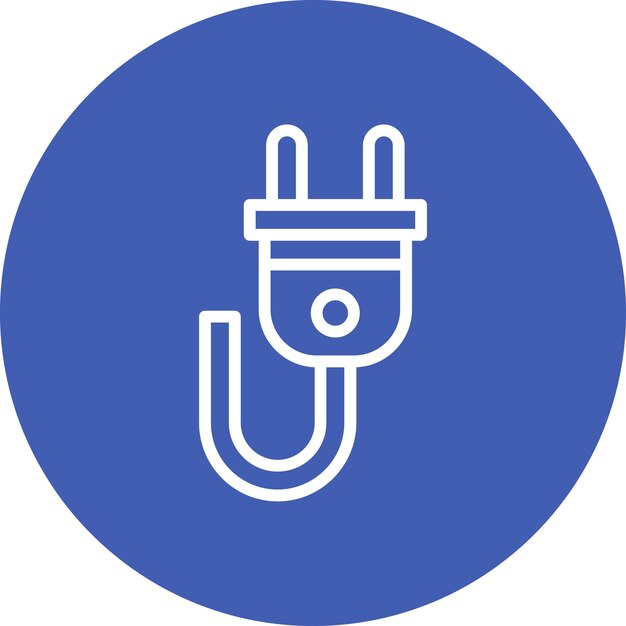 Ilustración del icono vectorial del enchufe de alimentación del conjunto de iconos de computadora y hardware