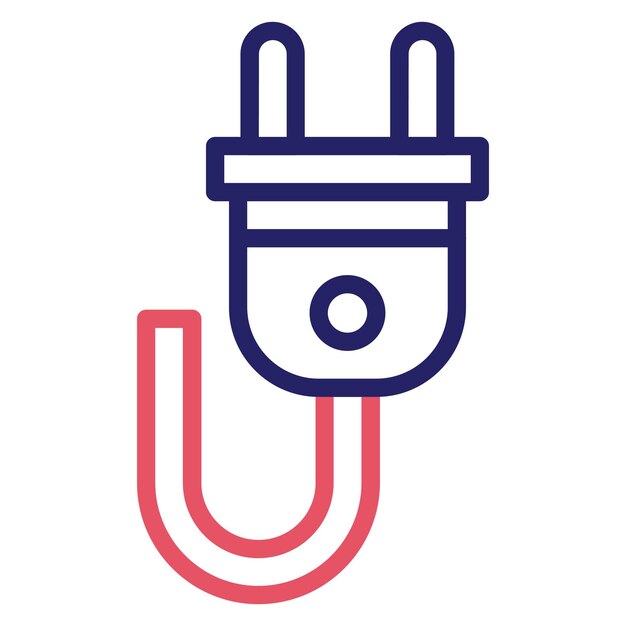 Ilustración del icono vectorial del enchufe de alimentación del conjunto de iconos de computadora y hardware