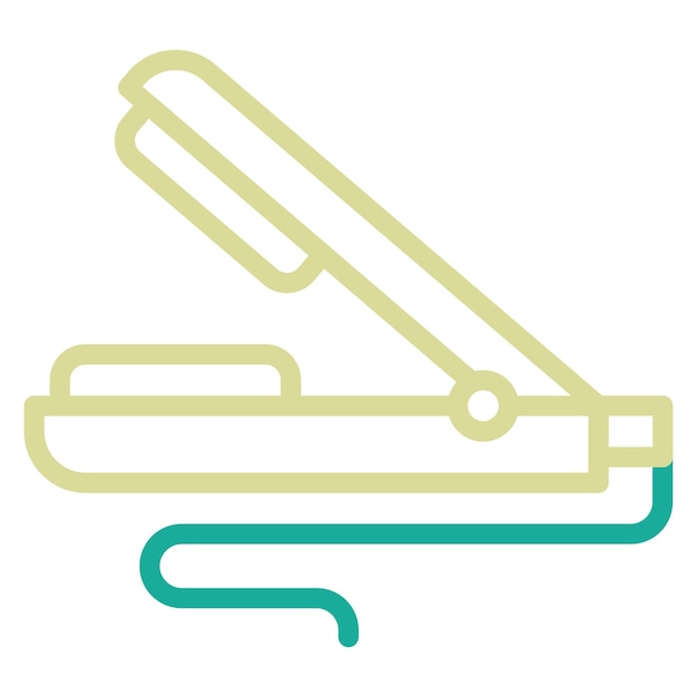 Ilustración del icono vectorial del enderezador de cabello del conjunto de iconos de cosméticos